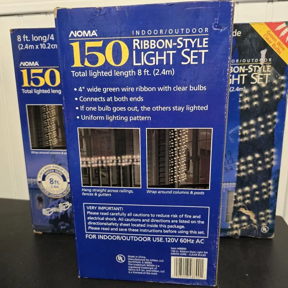 3‎ NIB Clear 150 Light Sets Indoor/Outdoor Ribbon Style Tree Lights